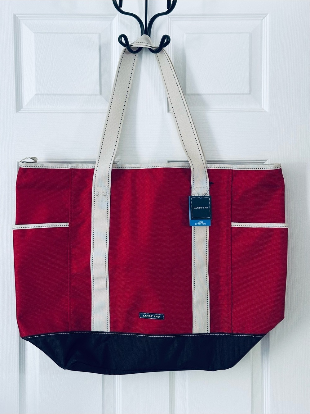 New Land’s End Large Red Nylon Tote Bag